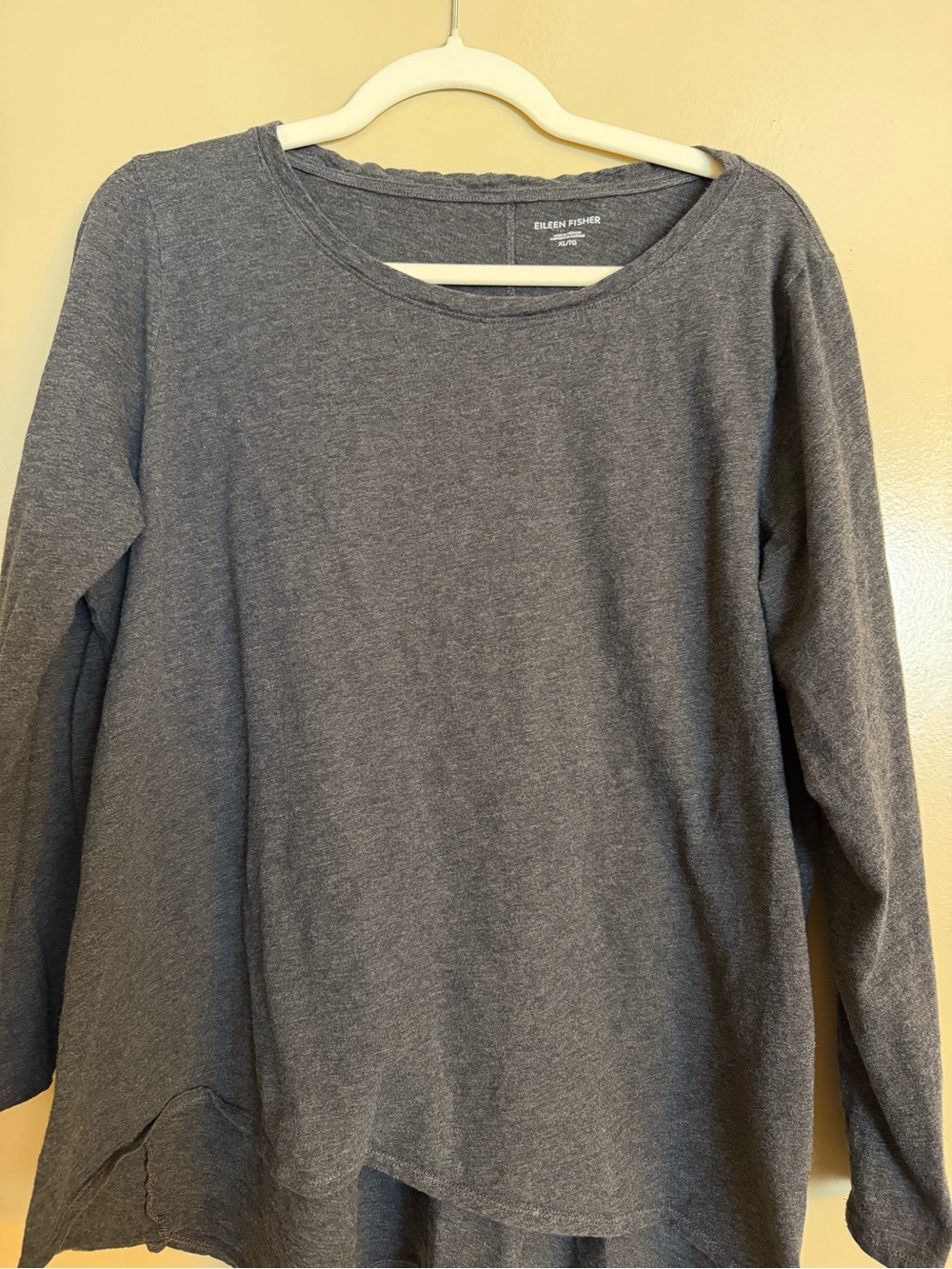 Eileen Fisher Charcoal Gray Organic Cotton Crewneck Top XL
